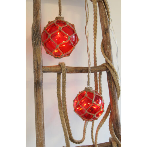 Marin Glasboll Fiskekula med ljusslinga. 14 cm. Röd