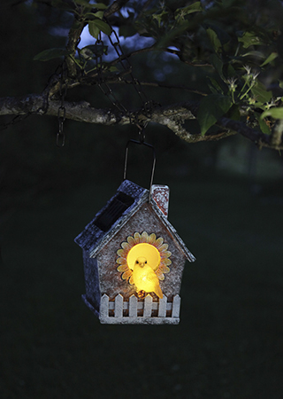 Solenergi Fågelholk Trädgårdsdekoration LED
