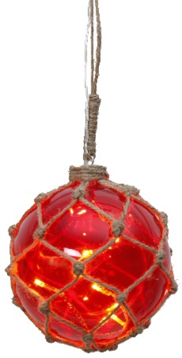 Marin Glasboll Fiskekula med ljusslinga. 12 cm. Röd