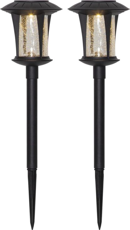 Solcells-Pollare Monika 2-pack. Krackelerat Glas