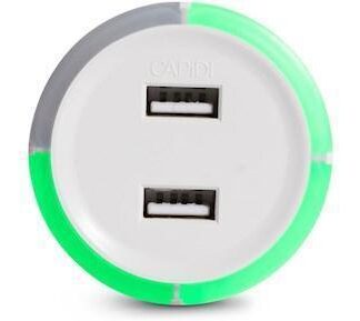 Rund Säkerhetstimer med USB 3,4A Vit