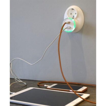 Rund Säkerhetstimer med USB 3,4A Vit