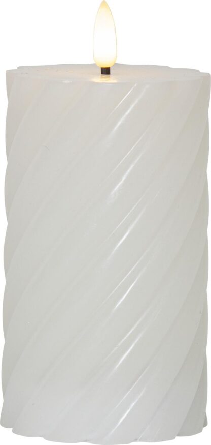 LED Blockljus Flamme Swirl Vit 15cm