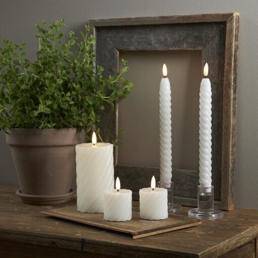 LED Blockljus Flamme Swirl Vit 15cm