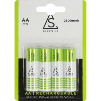 4-Pack Uppladdningsbara batterier AA HR6 1.2V 2500 mAh