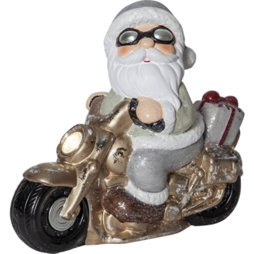 Dekorationsfigur - Tomte på motorcykel
