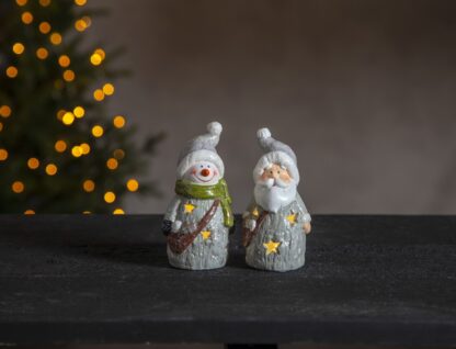 Dekorationsfigur - Tomten & Snögubben